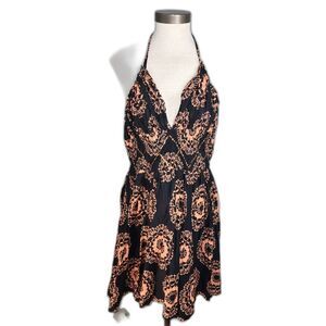 Nolita Star of India Black & Coral Halter Dress Size M